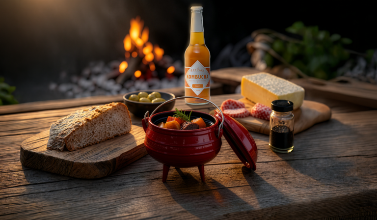 Artisan kombucha digestif paired with a winter beef potjie